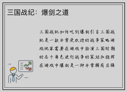 三国战纪：爆剑之道